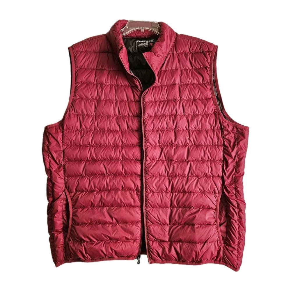 Saddlebred Vest Mens 2X Red Puffer Down Fill Quilted Full‎ Zip Lightweight Gilet